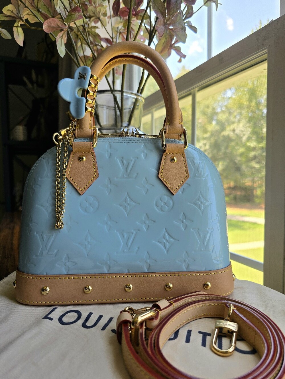 Louis Vuitton LV Remix Special Edition Vernis Hairclip Alma BB Sky Blue